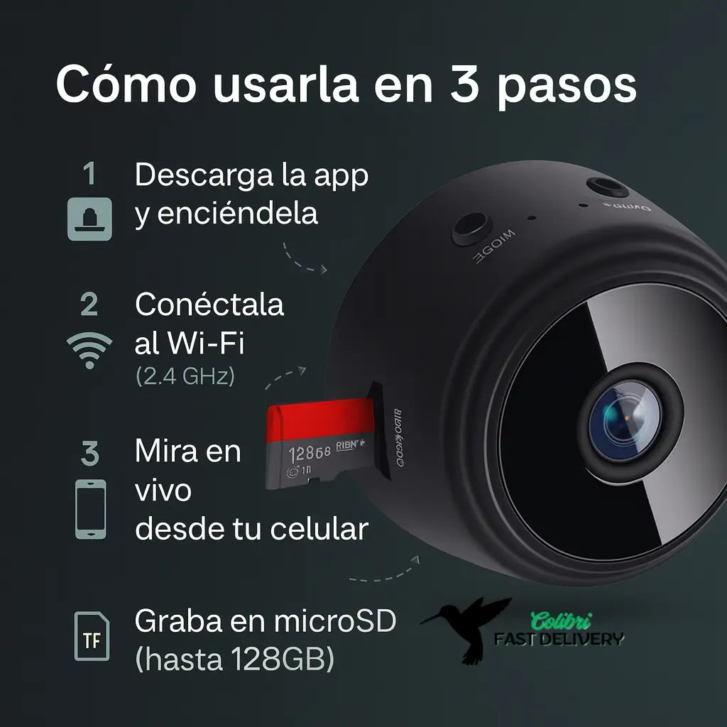 HogarWatch™ | Mini Cámara WiFi 1080p con Alerta de Movimiento
