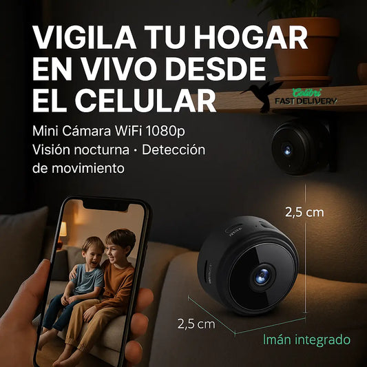 HogarWatch™ | Mini Cámara WiFi 1080p con Alerta de Movimiento